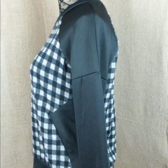 Black White Checkered Pullover Woven Body Sporty L - Picture 2 of 6
